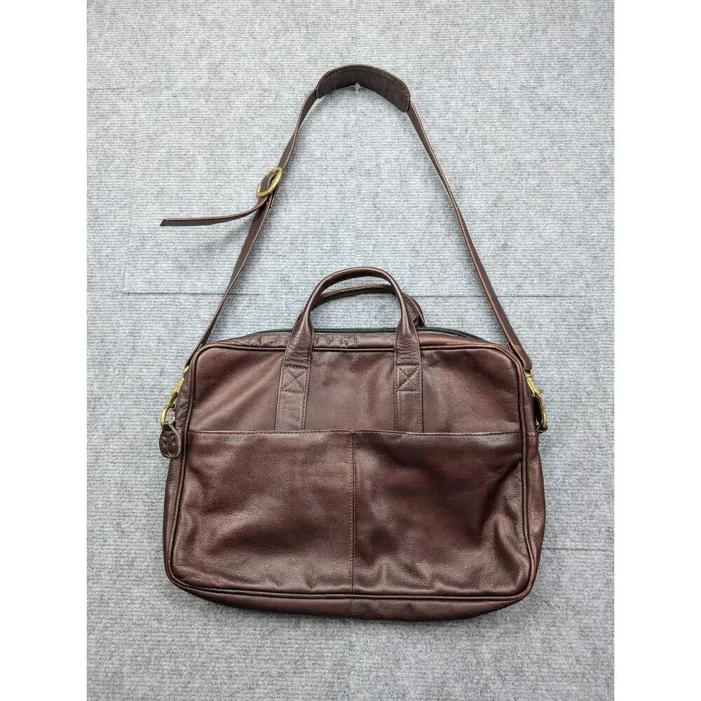 Frye Briefcase Messenger Bag Laptop Cherry Brown Leather Vintage Work School